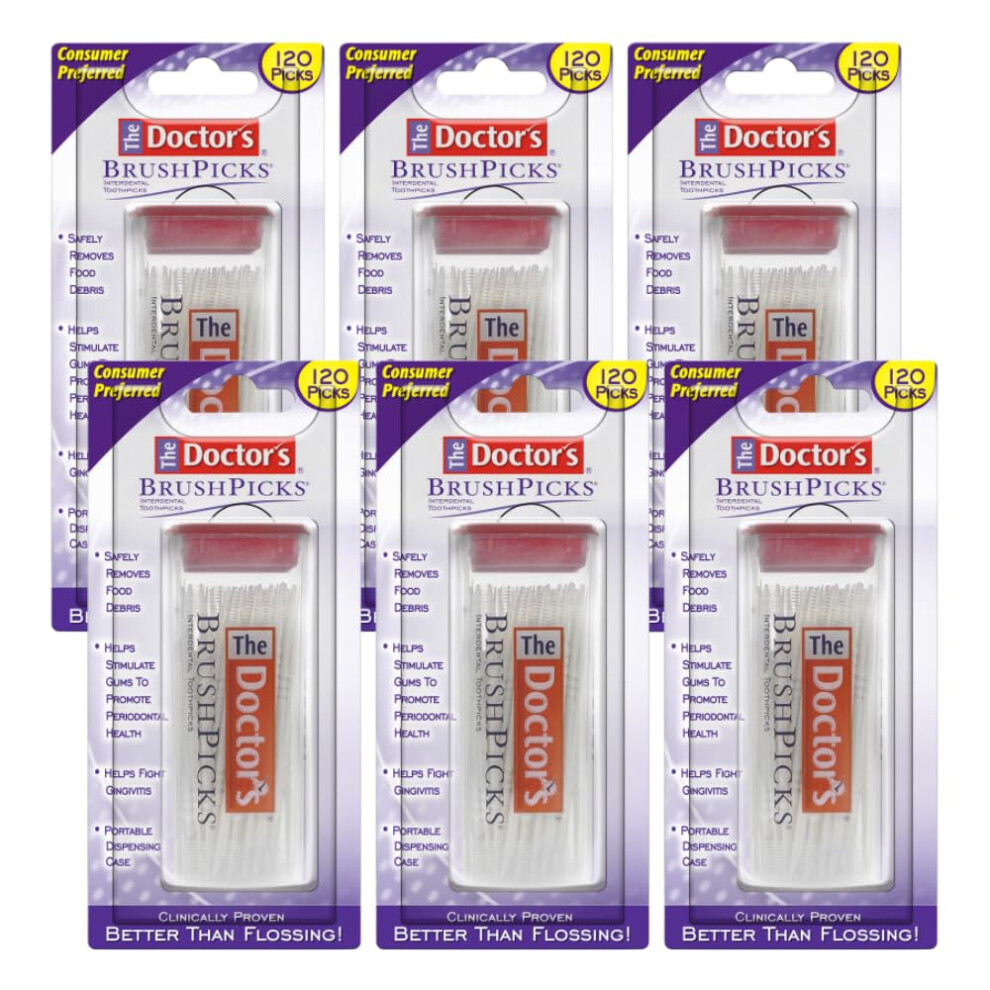 Die Rzte The Doctor's Brushpicks Interdental Toothpicks | 120-Picks Per Pack | (6-Pack)