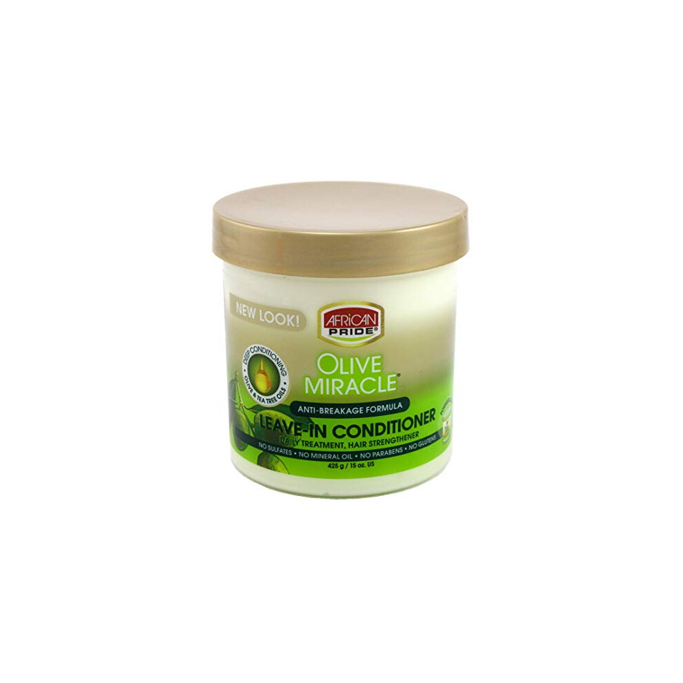 Afrikaanse Trots African Pride Olive Miracle Conditioner Leave-In 15 Ounce Jar (443Ml) (3 Pack)