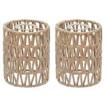 2pack Rattan Lamp Shade,5.9 X 5 Inch Handwoven Lamp Shades Replacement for Floor Lamps, Pendant Light