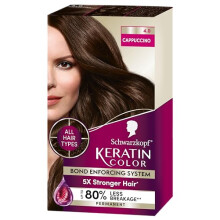 Schwarzkopf Keratin Color Permanent Hair Colour 4.0 Cappuccino 1 toepassing - Professioneel ge?spireerde permanente haarverf voor tot 80% minder breu