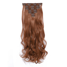 SWACC Damen 20 Zoll Lockige Volle Kopf 7 Teile Hitze resistente Synthetik Haar Clip in Haarverlängerungen (Dunkelbraun-12#)