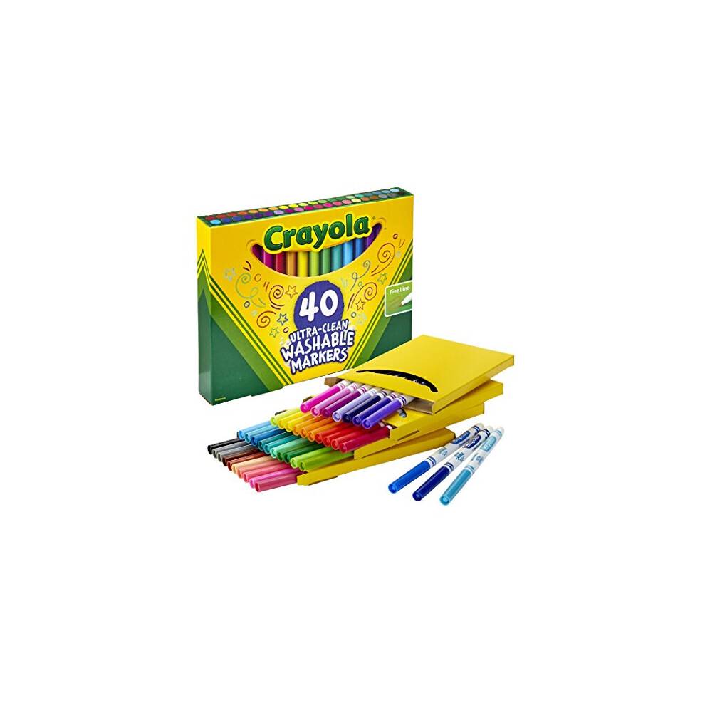 Photos - Pen Crayola Ultra Clean Washable Markers Fine Line Marker Set Gift for Kids 40 Count 58-7861