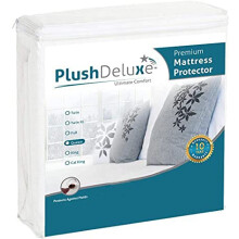 PlushDeluxe Queen katoenen matrasbeschermer - waterdichte dubbele matrasbeschermer met hoeslakenontwerp - zachte en duurzame matrasbeschermer voor ge