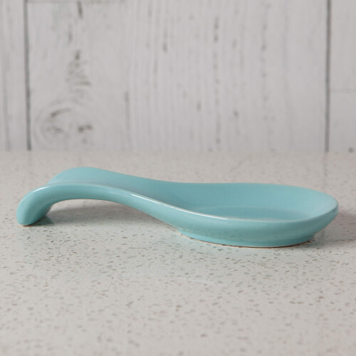 Now Designs Curved Stoneware Spoon Rest Eggshell Blue 3.5x7.75 in 2