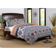 Greenland Home Medina Reversible Cotton Quilt Set 3-Piece Full/Queen Saffron