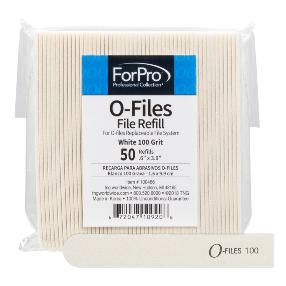 Forpro Professional Forpro O-Files Replaceable File System Refills White 100 Grit Manicure Nail File Refills 3.9 L X .6 W 50-Count