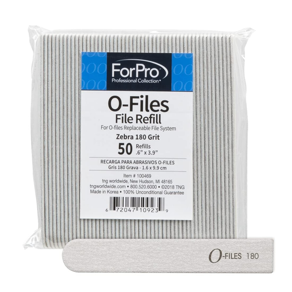 Forpro Professional Forpro O-Files Replaceable File System Refills Zebra 180 Grit Manicure Nail File Refills 3.9 L X .6 W 50-Count