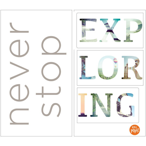 WallPops DWPQ2146 Never Stop Exploring Wall Quote Grey 1