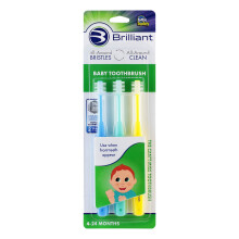 Baby Buddy, Brilliant, Baby-Zahnbürste, 4-24 Monate, Blau, Minze, Gelb, 3 Zahnbürsten