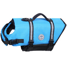 VIVAGLORY Ripstop Dog Life Jacket for Small Medium Large Dogs Boating Swimming Vest for Dogs with Enhanced Buoyancy& Visibility Blue