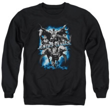 Trevco Sportswear JLA166-AS-1 JLA Justice Storm Adult Crewneck Sweatshirt, Black - Small