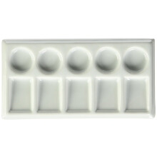 Jack Richeson JACK-420705 Bandeja de mistura de paleta de porcelana de 5 redondas e 5 inclinadas