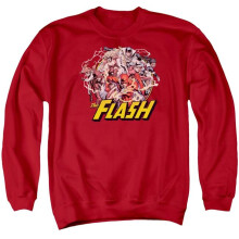 Trevco Sportswear JLA341-AS-1 JLA Flash Family Adult Crewneck Sweatshirt, Red - Small