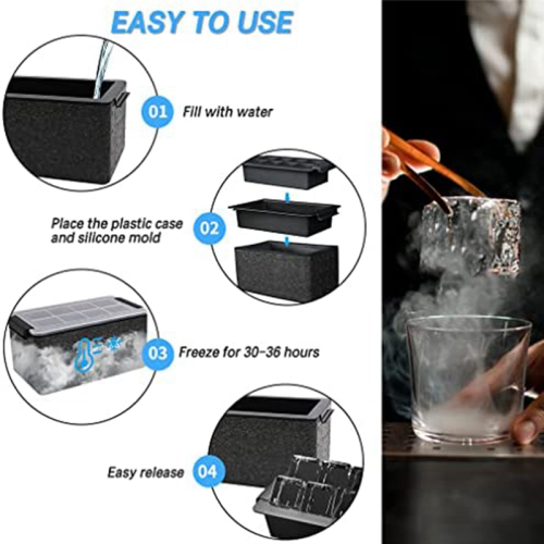 Clear Ice Maker, 8 Big Square Ice Square, Crystal Clear για κοκτέιλ 2