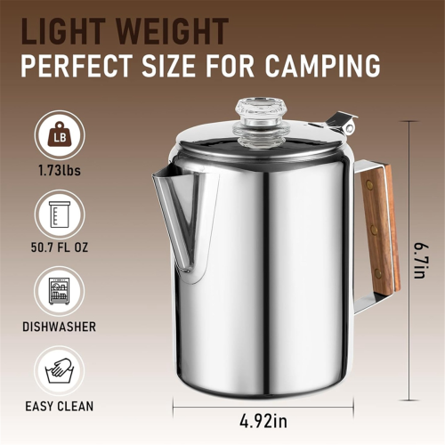 Coffee Percolators Stovetop for Camping, Percolator Coffee Pot 9 Cup 2
