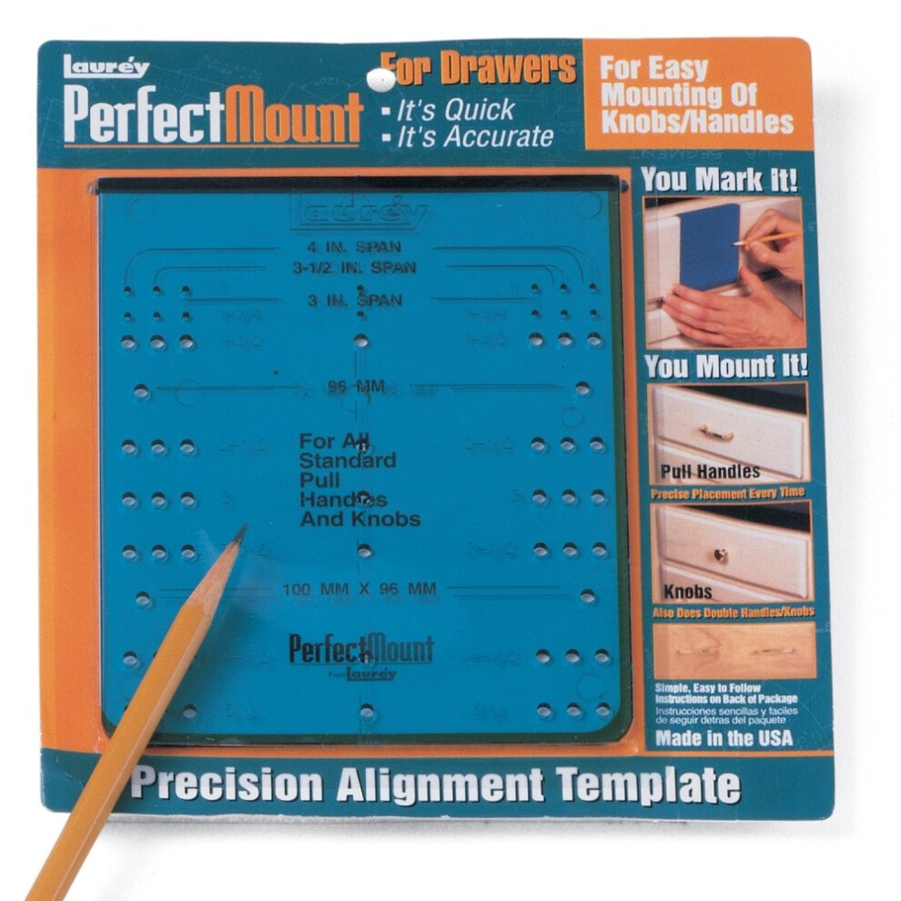 Laurey 98101 Perfect Mount Precision Alignment Template For Drawer Hardware Pack Of 1 074994459489