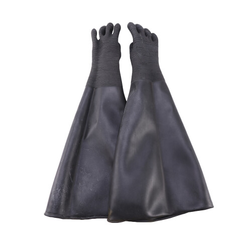 Rubber Black Sandblaster Gloves Stripe Abrasive Sand Blasting Gloves 1