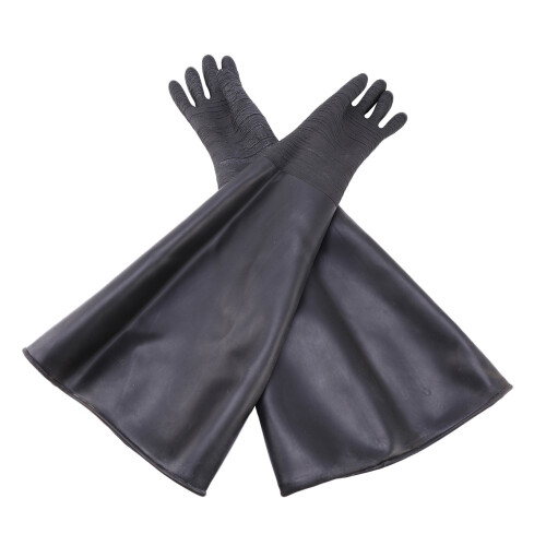 Rubber Black Sandblaster Gloves Stripe Abrasive Sand Blasting Gloves 2