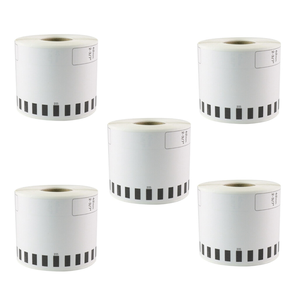 5 rouleaux de recharge compatibles - Étiquette 22205 62 mm x 30,48 m en continu