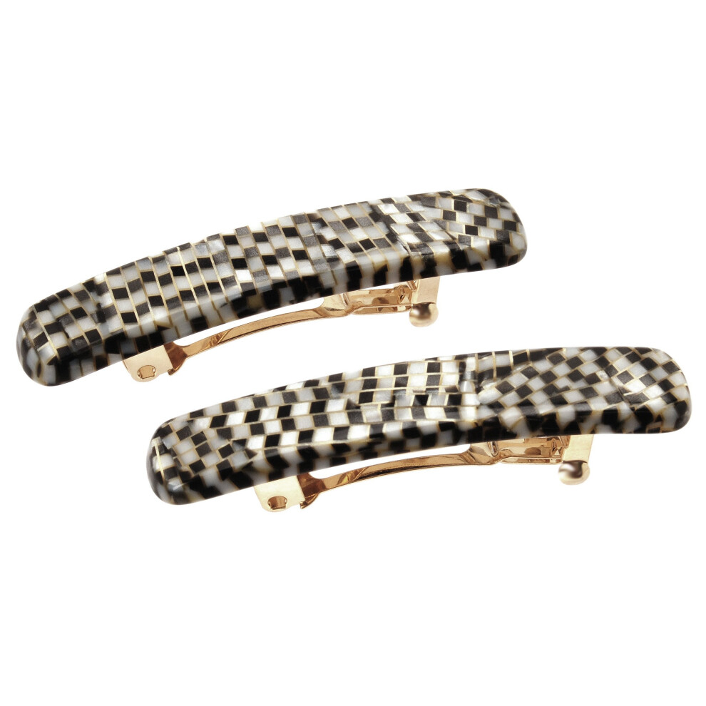 Lot De 2 Mini-Barrettes Rectangulaires France Luxe Op Ra Argent Es - Design Fran Ais Classique Pour Un Usage Quotidien-image