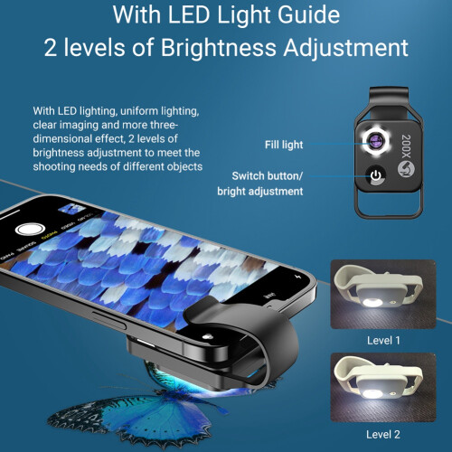 200X Magnification Microscope Lens with CPL Mobile LED black 2