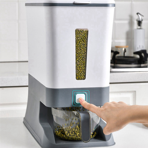 Press-Type Rice Dispenser Sealed Grain Container Storage Cans 10KG-A