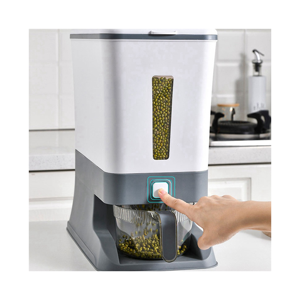 Press-Type Rice Dispenser Sealed Grain Container Storage Cans 10KG-A