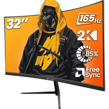 32" Curved Gaming Monitor, 2K QHD 2560x1440P, 144Hz/165Hz Computer Monitors, 99% sRGB, FreeSync, Low Blue Light, 1800R VA Screen, HDMI