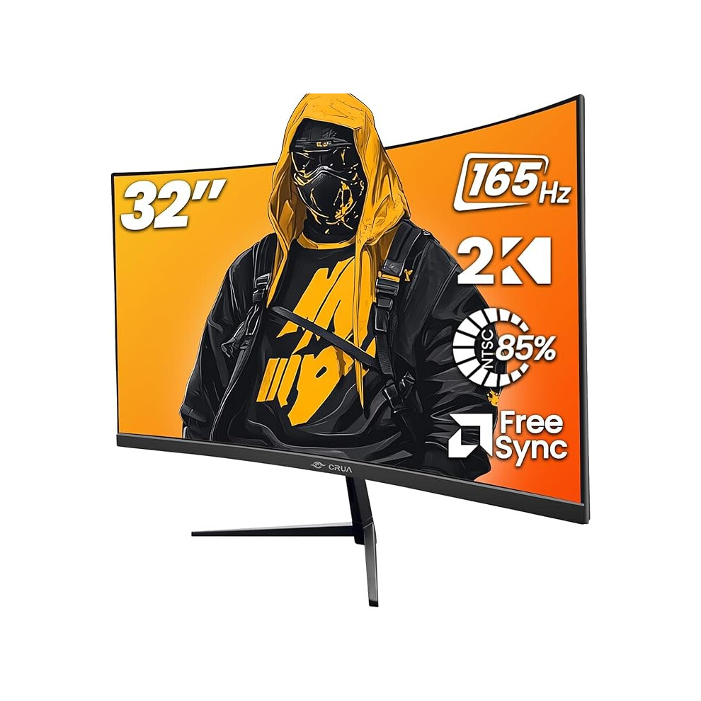 32" Curved Gaming Monitor, 2K Qhd 2560X1440p, 144Hz/165Hz Computer Monitors, 99% Srgb, Freesync, Low 1800R Va Screen, Hdmi Blue/Light 1123456799126