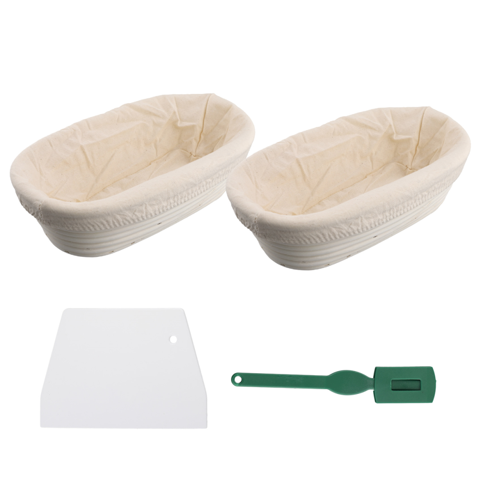 Ensemble de paniers de fermentation Banneton - Panier de boulangerie artisanal pour levain, grattoir
