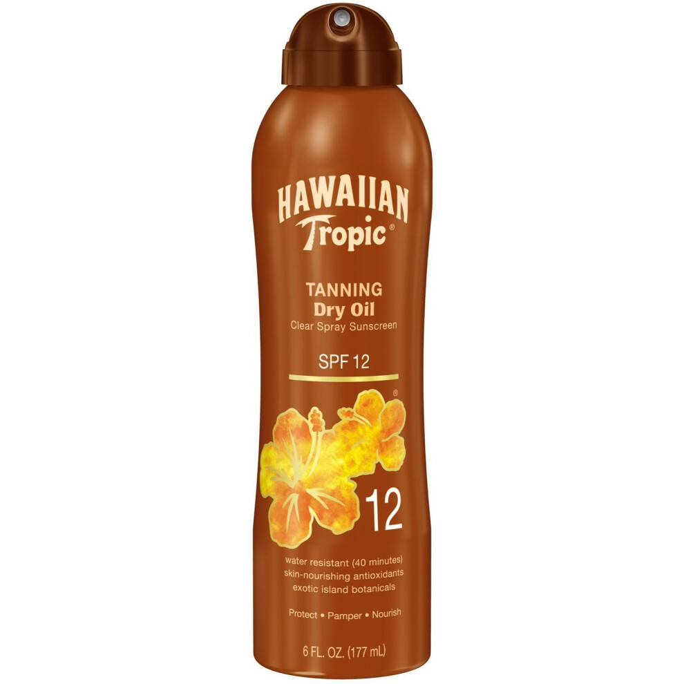 Hawaiian Tropic Tanning Dry Oil Clear Spray Sunscreen SPF 12 6 oz