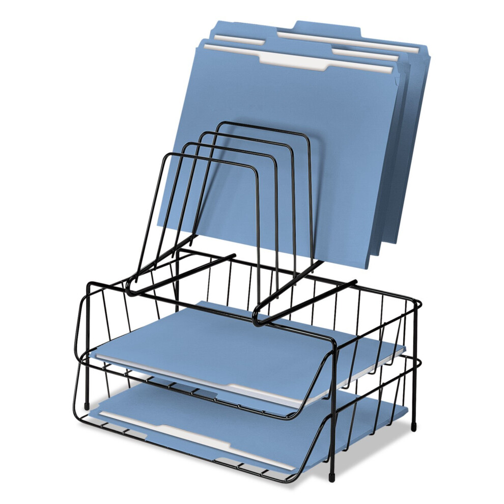 Fellowes 72391 2 Letter Tray Organizer w/Step File 13-7/8-Inch x10-1/8-Inch x14-Inch  BK