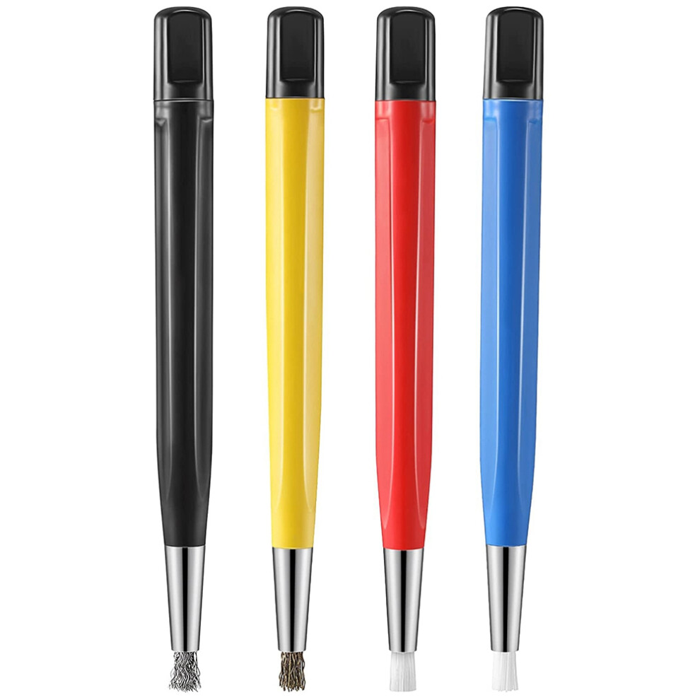 4Pcs/Set Rust Removal Brush Pen Glass Fiber/ Brass/Steel/Nylon Brush 4852629004725
