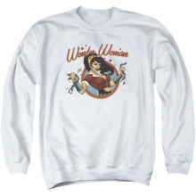 Trevco Sportswear JLA652-AS-2 JLA Wonder Break Adult Crewneck Sweatshirt, White - Medium