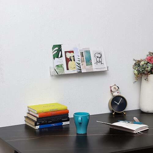 4Pcs Acrylic Clear Floating Bookshelf, Organizer Record Rack 2