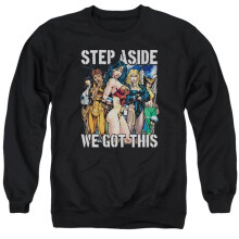 Trevco Sportswear JLA515-AS-4 JLA Heroines Adult Crewneck Sweatshirt, Black - Extra Large
