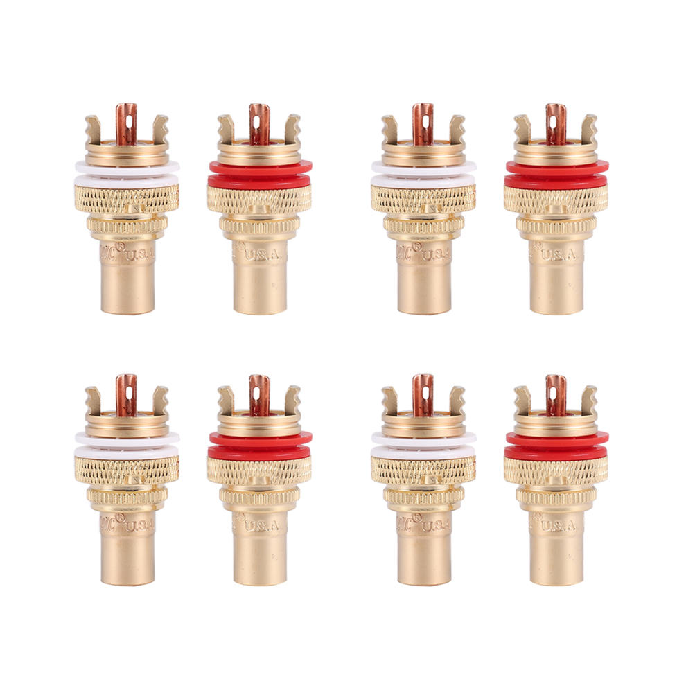 8 prises Phono châssis ampli hi-fi plaquées or lotus femelle