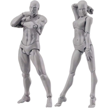 Artists Manikin Jointed Drawing Figures Man+Vrouw Set (Grijs)