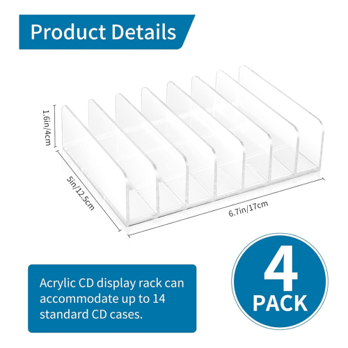 τεμ Clear Acrylic θήκη CD με κολλώσιμο CD DVD Display Rack 2