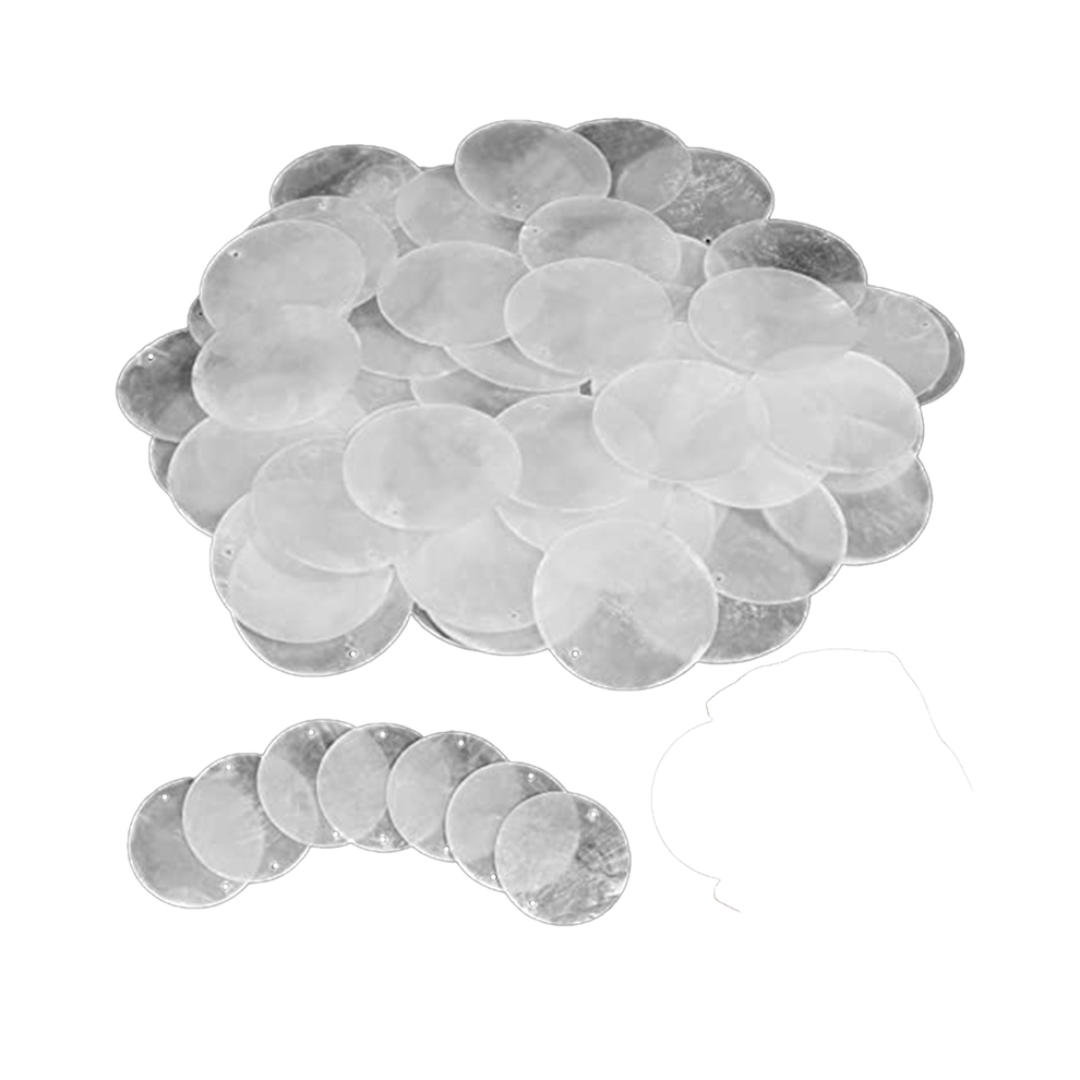 120 Pcs Round Shells Capiz for Crafting with 2 Holes Sea Shell Discs-image-OPC-PGDFZX9-NEW