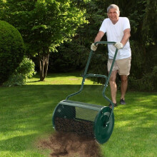 80L Compost Spreader Soil Seed Roller Peat Moss Lawn Garden Shaker