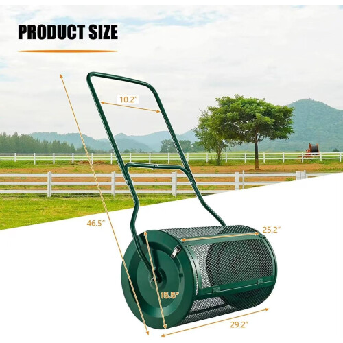 80L Compost Spreader Soil Seed Roller Peat Moss Lawn Garden Shaker 1