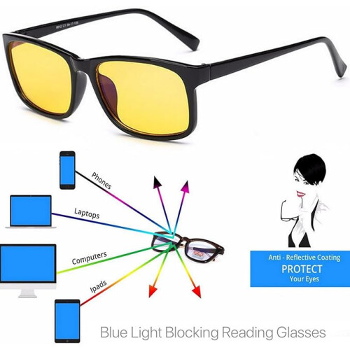 Blue Light Blocking Gaming Glasses - Anti Glare Retro Eyewear Black 1