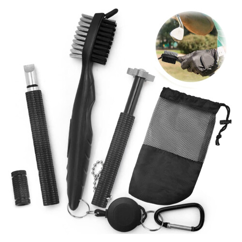 Retractable Golf Brush and 2 Golf Club Groove Sharpener 2