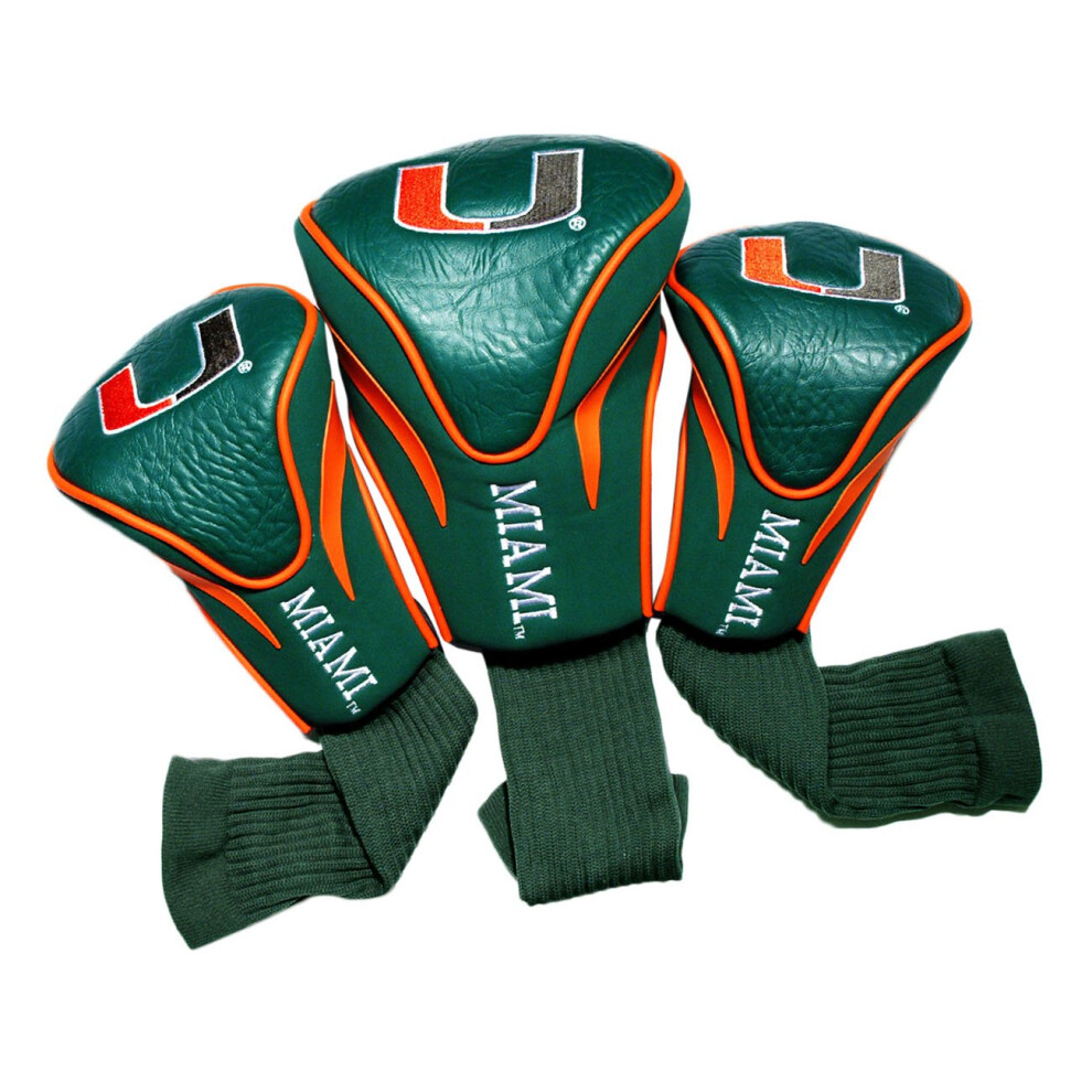 Photos - Golf Team NCAA Miami Hurricanes Contour Club Headcovers Numbered 1, 3, & X, Fits Oversized Drivers, Utility,(3 Count)