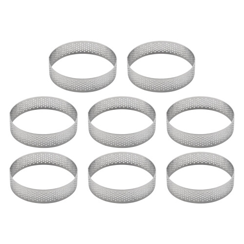 8Pcs Cake Mousse Ring Round Double Rolled Tart Ring Metal Mold 8cm