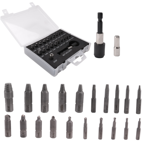 22 PCS Screw Extractor Kit, HSS Remover Set with Bit & Socket Adapter 2