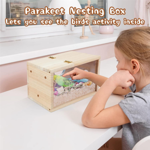 Parakeet Nesting Box Transparent Bird House for Cage Breeding Box 2