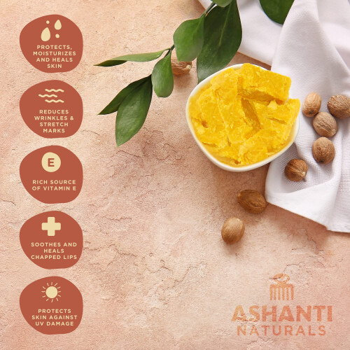 Ashanti Naturals Κίτρινη Χοντρή Ακατέργαστη Βούτυρο Σhea | 100% Φυσικό Ενυδατικό - 5 oz 2