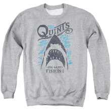 Trevco Sportswear UNI1175-AS-6 Jaws Big Game Fishing Adult Crewneck Sweatshirt, Athletic Heather - 3X